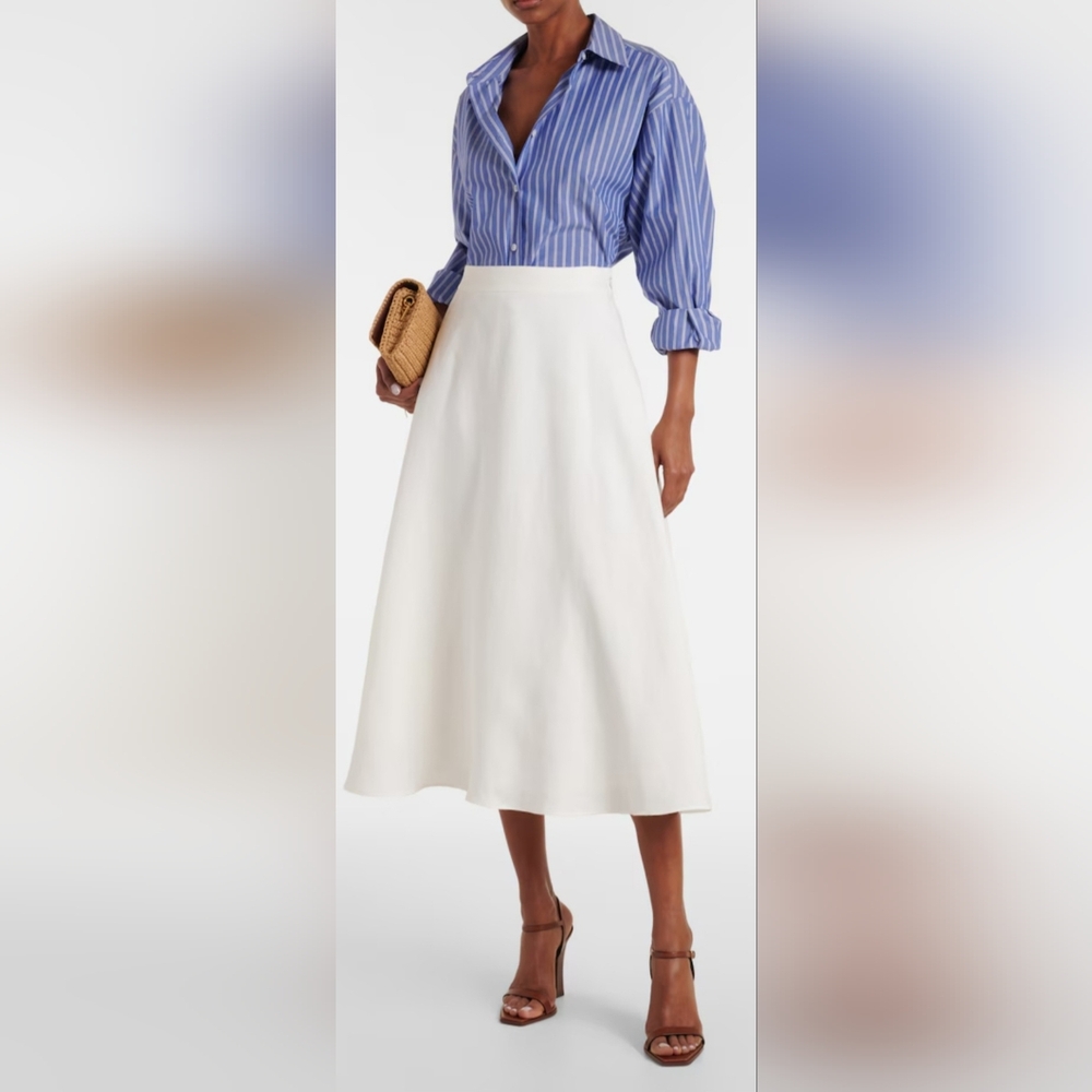 Ralph Lauren 100% Linen White A-Line Skirt Classic Luxury Plus Size 22W
